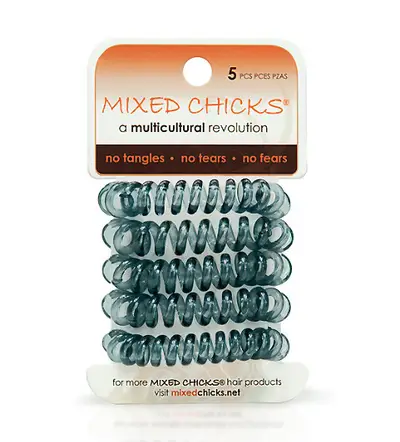 Avoid Tight clips, Elastic Bands or Hair Pins - The last thing you need while you’re getting your workout groove on is for your hair tools to put unnecessary tension on your hairline. For a light hold without causing breakage, use Mixed Chicks Spring Bands.(Photo: Mixed Chicks)