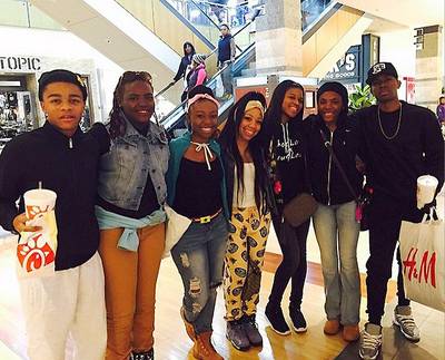 The Nellyville Clan Does the Mall - Lil' Shawn, Nana, Stink and Tre great fans while out shopping.   (Photo: LIL SHAWN via Instagram) &nbsp;