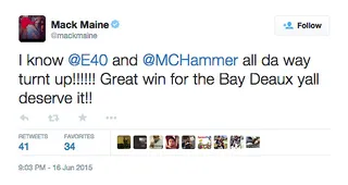 Mack Maine @mackmaine - Yes they are! Bay Area stand up!&nbsp;(Photo: Mack Maine via Twitter)