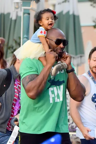 Kobe Bryant and Bianka Bella - Kobe Bryant was spotted in Disneyland with his 1-year-old daughter, Bianka Bella, and the daddy-daughter moment was magical!&nbsp; (Photo: MEGA)