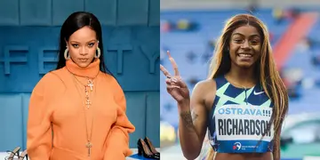 Rihanna and Sha'Carri Richardson on BET Buzz 2021