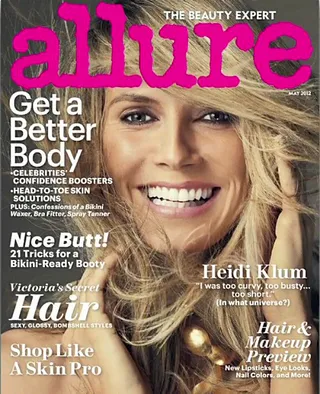 Heidi Klum on Allure - Heidi Klum takes over the cover of the May 2012 issue of Allure. The 38-year-old Project Runway beauty opened up about topics including her recent split from ex-husband Seal and cosmetic surgery.  (Photo: Courtesy Allure Magazine)