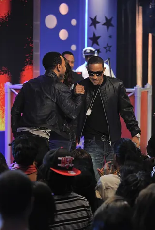 Slick Finish - John Legend and Ludacris perform at 106 &amp; Park, April 19, 2012. (Photo: John Ricard / BET)