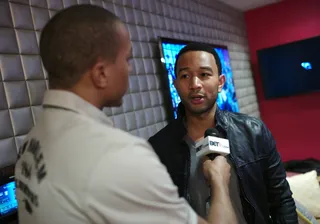 Backstage Respect - John Legend speaks to Tony Anderson of BET.com in the green room at 106 &amp; Park, April 19, 2012. (Photo: John Ricard / BET)