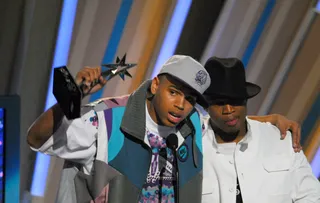 Viewer's Choice Award for "Yo (Excuse Me Miss)" - Chris Brown was just a teen when he debuted on the music scene in 2005 with a double-platinum album, but by 2006 he was singing and dancing his way into the hearts of young ladies across the nation.&nbsp;He accepted the Viewer's Choice award alongside the song's writer, Ne-Yo, at the 2006 BET Awards.(Photo: M. Caulfield/WireImage.com)