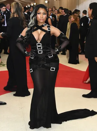 NICKI MINAJ&nbsp;&nbsp;&nbsp;&nbsp;&nbsp; - From the beginning of her career, Nicki has managed to make outlandish style still resemble hip hop (some compare her to Lil’ Kim). Probably one of her most fresh, subdued looks was the black-and-white sleeveless Mugler dress she paired with René Caovilla patchwork Swarovski crystal T-strap sandals at the 2015 BET Awards.(Photo: Larry Busacca/Getty Images)&nbsp;&nbsp;