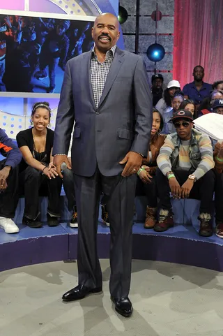Nice Suit - Steve Harvey at 106 &amp; Park, April 10, 2012. (Photo: John Ricard/BET)