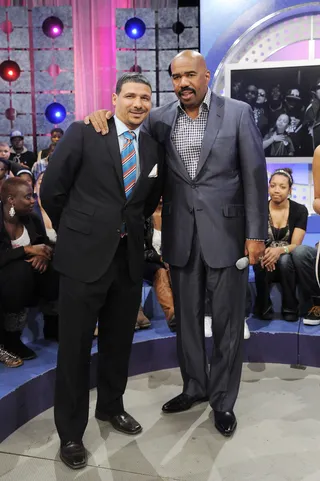 Real Men at Work - Steve Perry and Steve Harvey at 106 &amp; Park, April 10, 2012. (Photo: John Ricard/BET)
