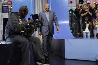 Come on Up - Steve Harvey takes the stage at 106 &amp; Park, April 10, 2012. (Photo: John Ricard/BET)