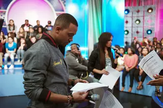 Study Hard - Terrence J reviews show notes at 106 &amp; Park, April 9, 2012. (photo: John Ricard / BET)