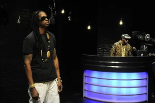Mic Check - 2 Chainz delivers a freestyle in the Black Room at 106 &amp; Park, April 9, 2012. (photo: John Ricard / BET)