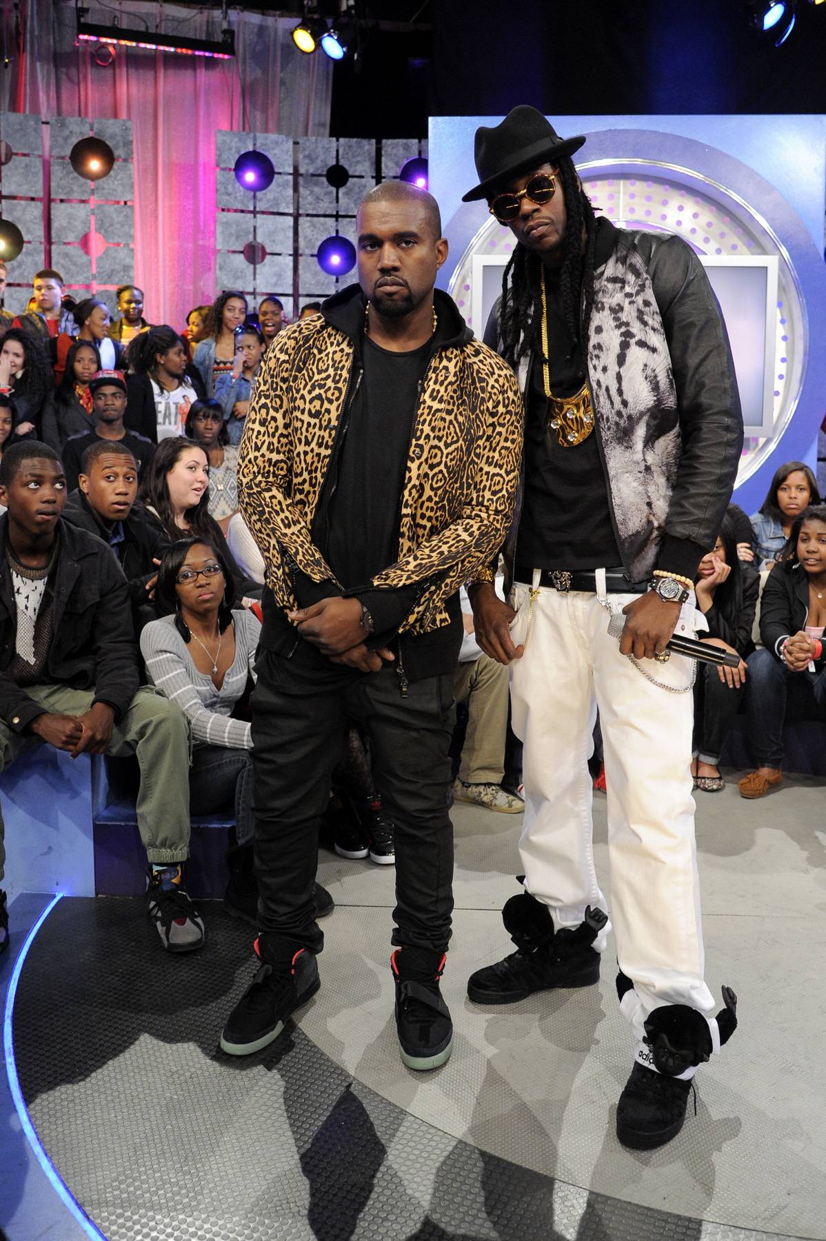 2 Dope - Kanye West and 2 Chainz at 106 &amp; Park, April 9, 2012. (photo: John Ricard / BET)
