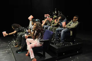 Food Fight! - Mindless Behavior and Mario Van Peebles with Rocsi Diaz at 106 &amp; Park, April 4, 2012. (Photo: John Ricard / BET)