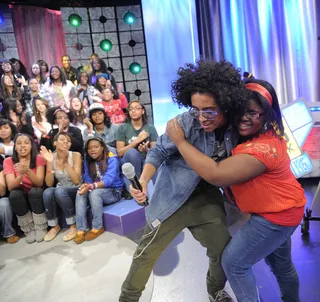 Princeton Hugs a Fan - Princeton hugs a fan during a commercial break at 106 &amp; Park, April 4, 2012. (photo: John Ricard / BET)