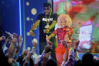 Rip It - Nicki Minaj performs at 106 &amp; Park, April 3, 2012. (photo: John Ricard / BET)