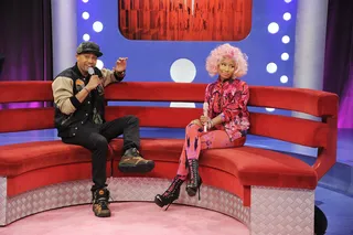 Back at It - Nicki Minaj and Terrence J at 106 &amp; Park, April 3, 2012. (photo: John Ricard / BET)