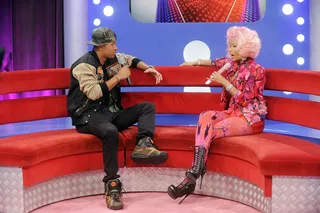 I Knew It - Nicki Minaj says she believed her smash record &quot;Super Bass&quot;&nbsp;would be a hit even when people told her to leave it off of Pink Friday, with Terrence J at 106 &amp; Park, April 3, 2012. (photo: John Ricard / BET)