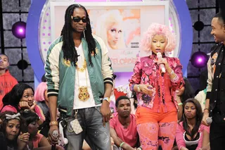 Oh Boy - Nicki Minaj says that 2 Chainz is a stand up guy at 106 &amp; Park, April 3, 2012. (photo: John Ricard / BET)