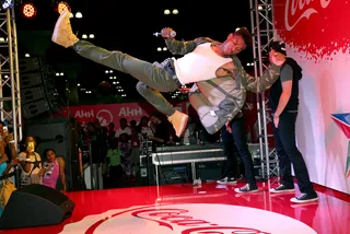 Just Kickin' It - Trevor Jackson shows off his acrobatic skills during the BETX World of &quot;AHH&quot; showcase.(Photo: Rich Polk/BET/Getty Images for BET)