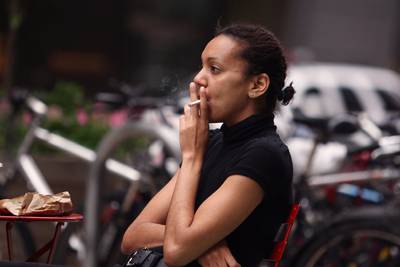 …Cigarettes Are Not Their Friends - Researchers have found that smoking cigarettes breaks down the elastin in breasts, which leaves them less supported and saggy.&nbsp; (Photo by Daniel Barry/Getty Images)
