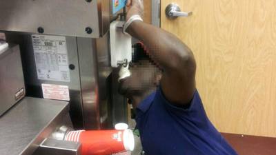 Frosty Foul Play - In June, a user on the website Reddit posted this image of a Wendy's employee syphoning soft-serve from the frosty dispenser — with his mouth. In a statement to NBC News, the burger chain called the incident &quot;totally inexcusable&quot; and said the employee in question had been fired. (Photo: Reddit via ABC News)
