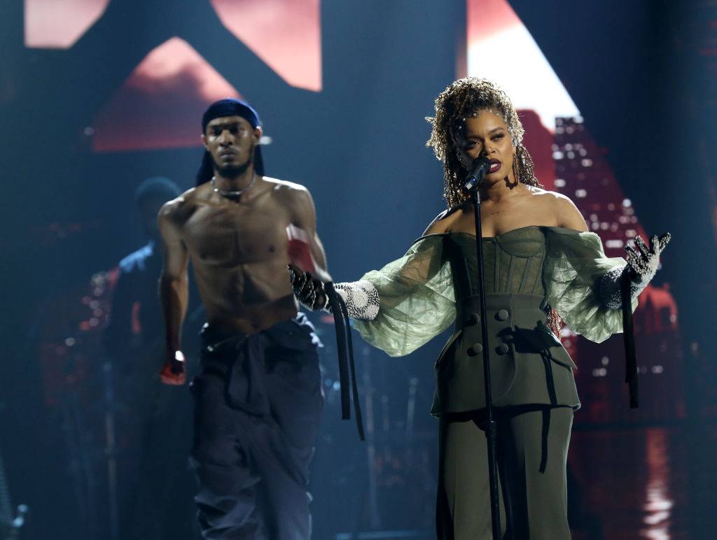 LOS ANGELES, CALIFORNIA - JUNE 27: Andra Day performs onstage at the BET Awards 2021 at Microsoft Theater on June 27, 2021 in Los Angeles, California. (Photo by Bennett Raglin/Getty Images for BET)