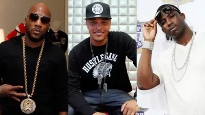T.I. - Tip played it cool when asked about the renewed beef between his frequent collaborator Young Jeezy and Gucci Mane. &quot;I got my mind set on a big sack with a lot of money in it,&quot; T.I. said. &quot;Anything not of that understanding and of that nature, I don't really see it. So I don't really know what you're asking me about it.&quot;  (Photos from left: Ben Rose/WireImage for AKOO Clothing, John Ricard / BET, Jemal Countess/Getty Images)