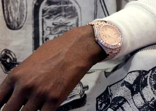 Wrist Game - Meek Mill visits 106 &amp; Park. October 31, 2012(Photo: Randy Smith/BET)