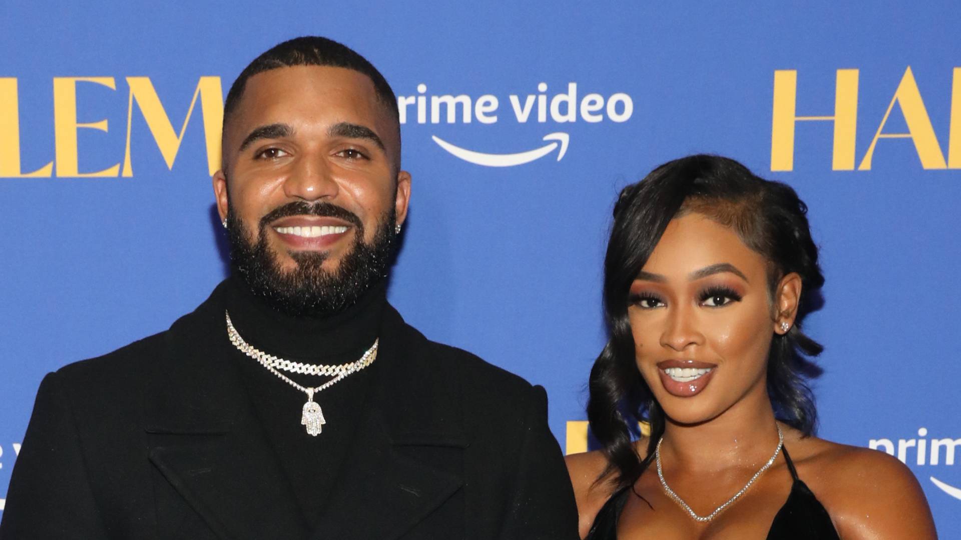 Tyler Lepley and Miracle Watts attend Prime Video's "Harlem" Premiere Screening and After Party at AMC Magic Johnson Theater on December 01, 2021 in New York City.