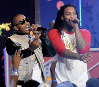 Swagg - Trey Songz and Waka Flocka Flame performing on 106 &amp; Park, June 13, 2012. (Photo: Dane Delany / BET)