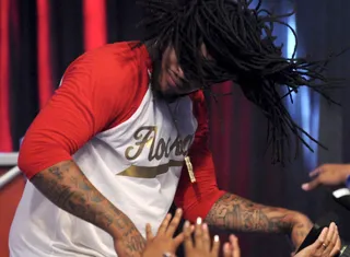 Flockaaaaaa - Waka Flocka Flame performing on 106 &amp; Park, June 13, 2012. (Photo: Dane Delany / BET)