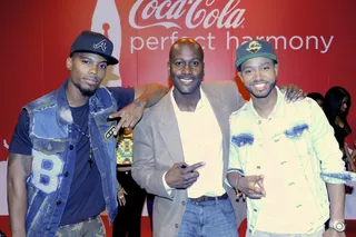 Backstage at W.O.W.! - B.o.B, Seth Freeman and Terrence J backstage at 106 &amp; Park for Coca Cola's Wild out Wednesday.&nbsp; June 13, 2012. (Photo: Dane Delany / BET)