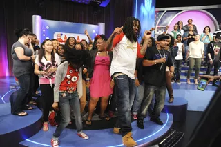 Hand Up - Waka Flocka Flame on 106 &amp; Park, June 13, 2012.&nbsp;(Photo: Dane Delany / BET)