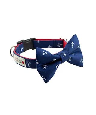Navy Blue Anchor Dog Bow Tie Collar - Don't forget something for Dad's best friend. Fido would look so cute in this bow tie collar.&nbsp; (Photo: Courtesy Anthony Etsy)