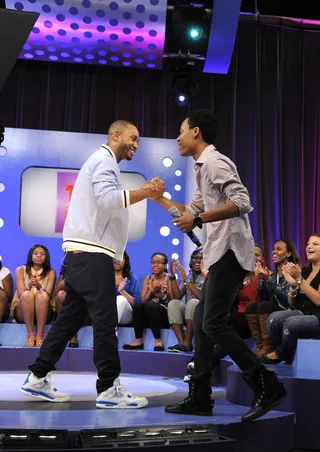 Give Me a Pound - Terrence J and Tyler James Williams at 106 &amp; Park, June 12, 2012. (Photo: John Ricard / BET)