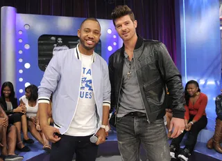 We're Here - Terrence J and Robin Thicke at 106 &amp; Park, June 12, 2012. (Photo: John Ricard / BET)