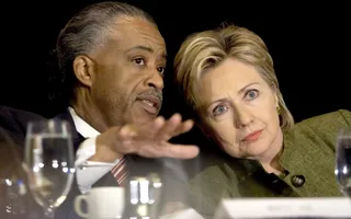 Ninth Annual National Action Network Convention - Rev. Al Sharpton and then Democratic presidential hopeful Senator Hillary Rodham Clinton (D-NY) confer during the Ninth Annual National Action Network Convention on April 20, 2007, in New York City. &nbsp;(Photo:&nbsp; Stephen Chernin/Getty Images)