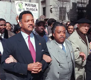 Amadou Diallo Case - Rev. Jesse Jackson and Rev. Al Sharpton arrive at New York City Police Department headquarters on March 26, 1999, for the daily protest against the shooting of an unarmed African immigrant, Amadou Diallo. Both Jackson and Sharpton were arrested. The four police officers involved in the shooting were indicted on charges of second degree murder.(Photo:&nbsp; HENNY RAY ABRAMS/AFP/Getty Images)