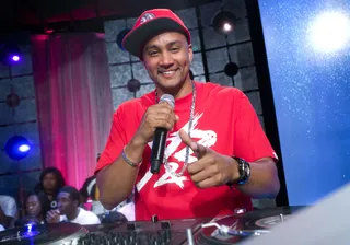 Hey You - DJ Lyve prepares for the Freestyle Friday battle at 106 &amp; Park, June 8, 2012. (Photo: John Ricard / BET)