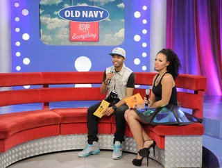 Chillin - Elle Varner and Terrence J introduce the Old Navy fashion show at 106 &amp; Park, June 8, 2012. (Photo: John Ricard / BET)