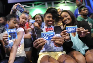 Lucky Day - Audience members display their free Old Navy gift cards at 106 &amp; Park, June 8, 2012. (Photo: John Ricard / BET)