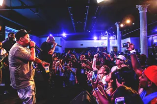 Birdman and Mannie Fresh - The Cash Money legends entertain the crowd at Hip-Hop Stars Bring New Orleans Flavor to Bud Light Crew HQ.&nbsp;(Photo: Jacqueline Verdugo @jemappellejacqe)