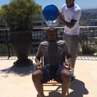Kevin Durant - What happens when the reigning NBA MVP takes the ALS Ice Bucket Challenge? He yells like there's nothing but cold water running in his shower. Good job by&nbsp;J.R. Smith and Steve Nash in nominating KD! Better job by Kevin Durant&nbsp;in nomating LeBron James!(Photo:&nbsp;Kevin Durant via Instagram)