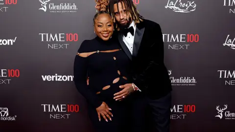Pinky Cole and Derrick Hayes attend the 2023 Time100 Next at Second on October 24, 2023 in New York City. (Photo by Taylor Hill/FilmMagic)
