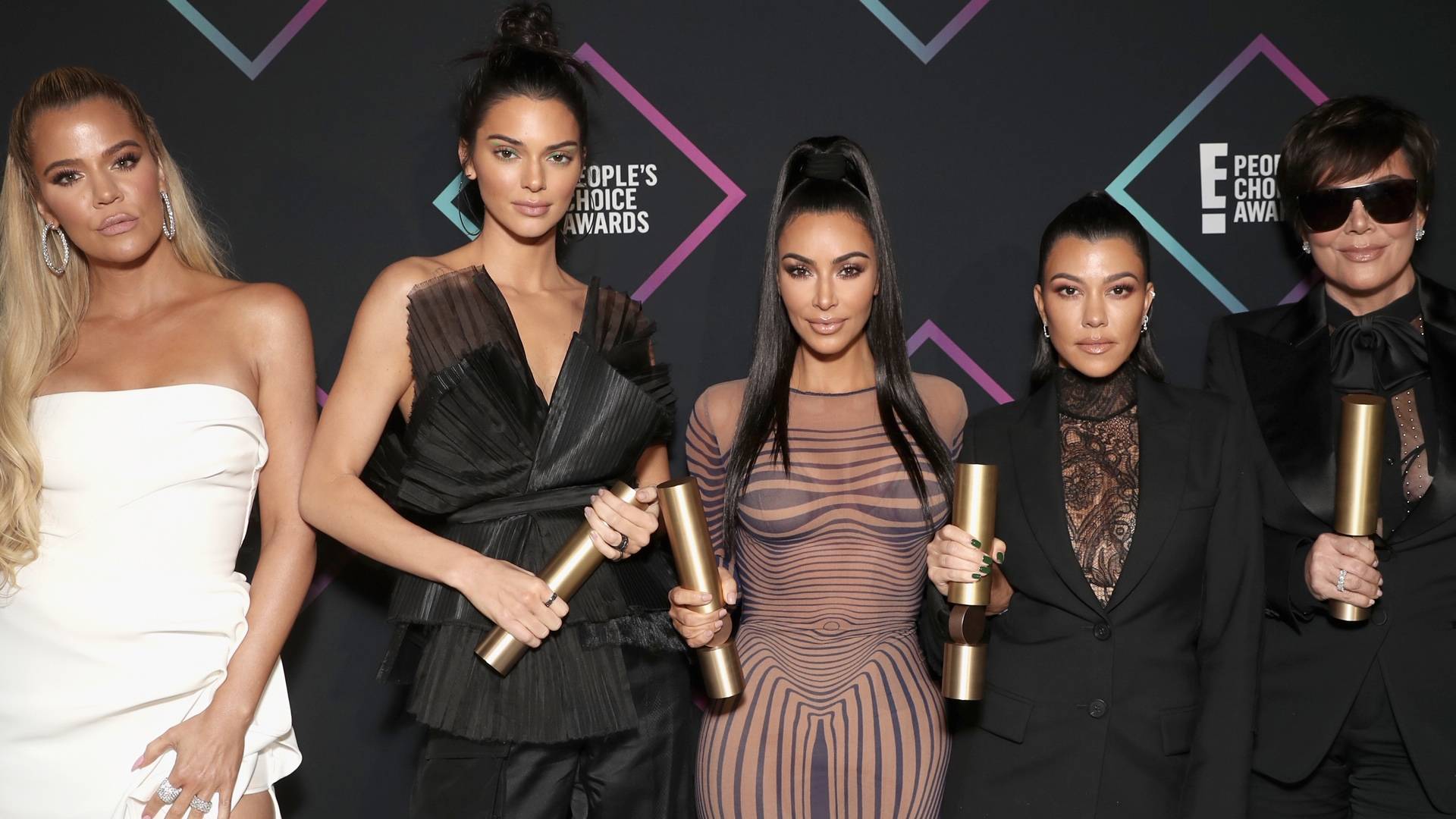 Khloe Kardashian, Kendall Jenner, Kim Kardashian West, Kourtney Kardashian and Kris Jenner on BET Buzz 2020.