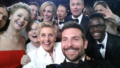 Ellen DeGeneres - At the 2014 Oscars, DeGeneres took the selfie to end all selfies, and set a record for most re-tweeted photo in history. Her A-list selfie included Jared Leto, Jennifer Lawrence, Channing Tatum, Meryl Streep, Julia Roberts, Kevin Spacey, Brad Pitt, Lupita Nyong'o, Angelina Jolie and Bradley Cooper. &nbsp; (Photo: Ellen DeGeneres/Twitter via Getty Images)