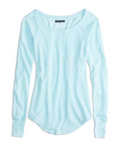 AEO Factory Long Sleeve Thermal T-Shirt - Long-sleeve thermals are the perfect winter layering piece. Invest in a few different colors, like this soft, baby blue number. (Photo: American Eagle Outfitters)
