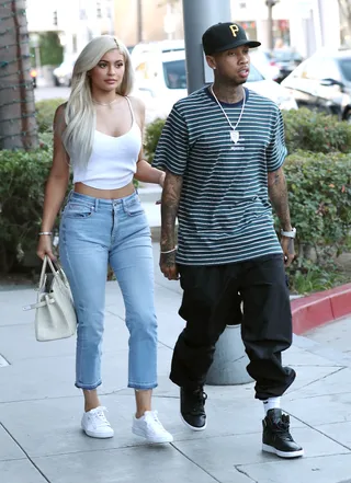Kylie Jenner and Tyga - Kylie Jenner flashes a huge diamond ring as she leaves La Scala restaurant in Beverly Hills with Tyga. &nbsp;(Photo: Chrome/WENN.com)