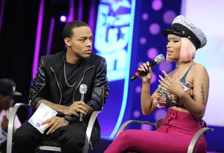 Mesmerized - Nicki Minaj joins Bow Wow for "Inside the Rappers Studio" at 106 &amp; Park, November 19, 2012. (Photo: John Ricard / BET)