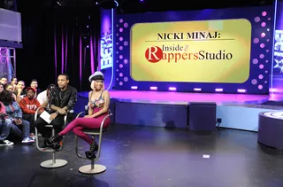 Bow Wow Questions Nicki - Nicki Minaj joins Bow Wow for "Inside the Rappers Studio" at 106 &amp; Park, November 19, 2012. (Photo: John Ricard / BET)